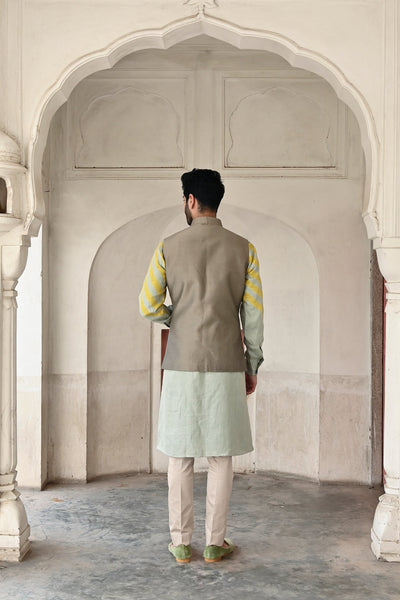 Stylish gray Nehru jackets for men online by Gaurav Katta