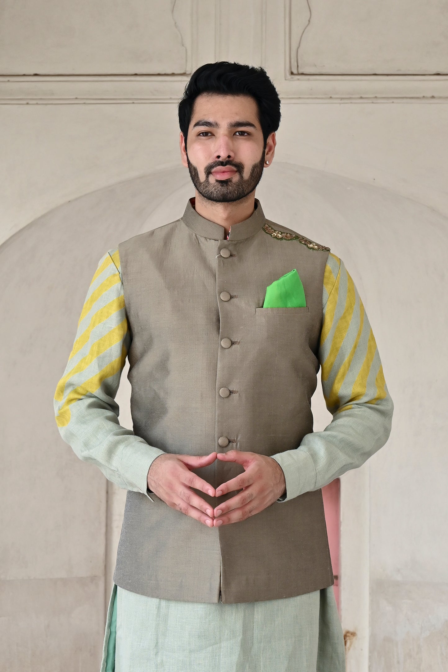 Shop Gaurav Katta gray Nehru jackets for men online