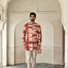 Shop designer coral dip dye mandarin collar neck kurta set for men