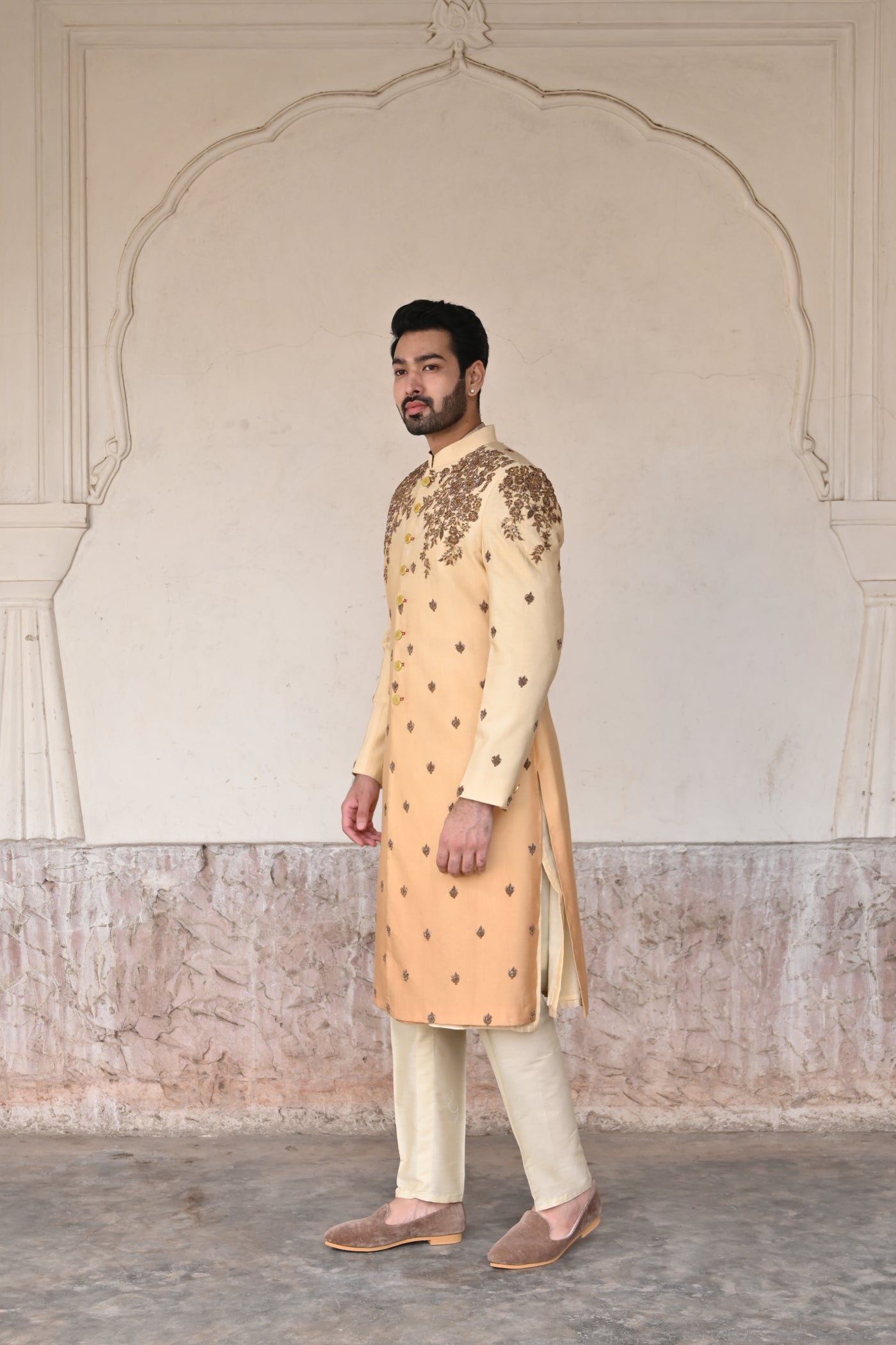 Viraj Sherwani - Ombre Beige