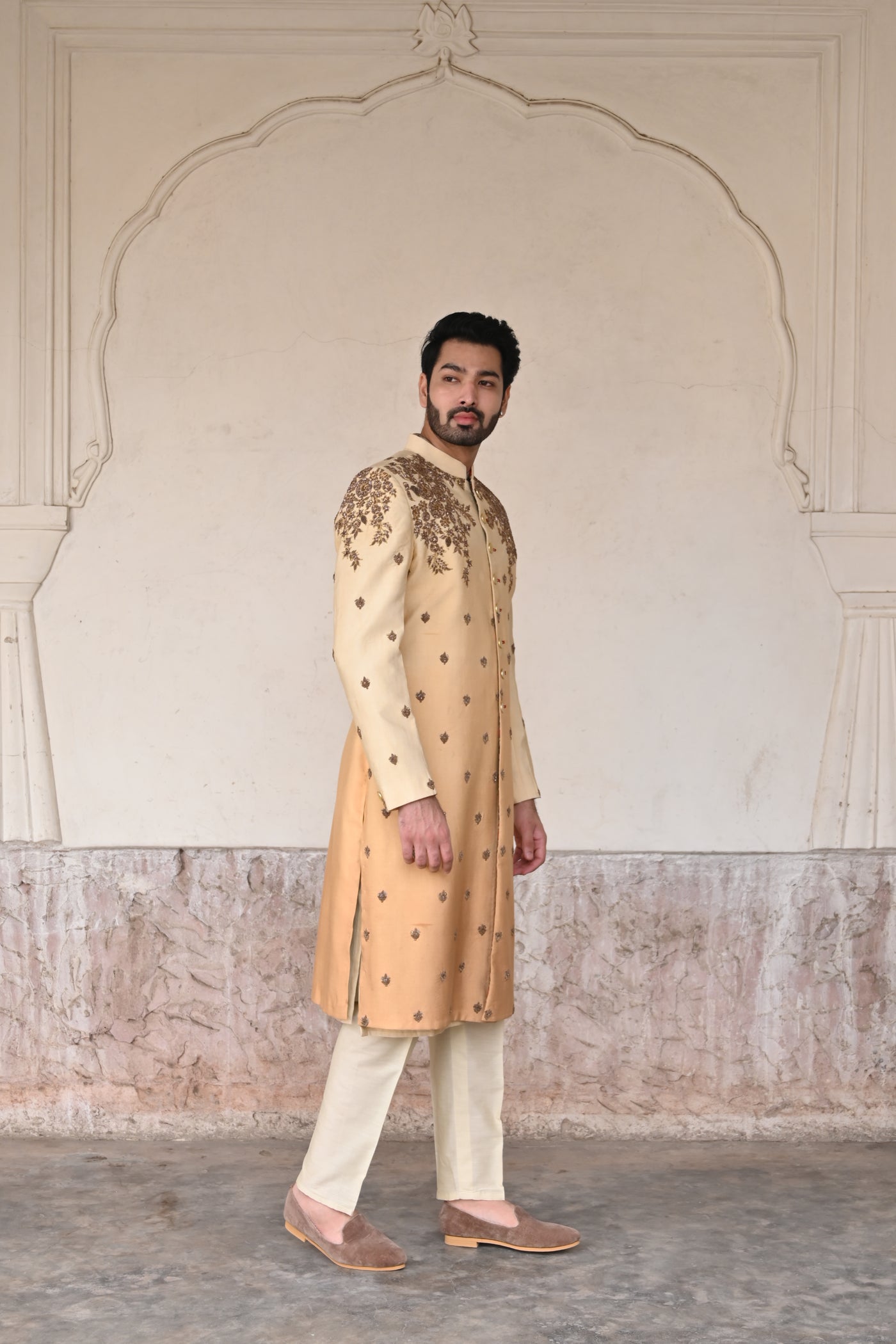 Viraj Sherwani - Ombre Beige