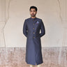 Exclusive deep blue silk sherwani for groom online