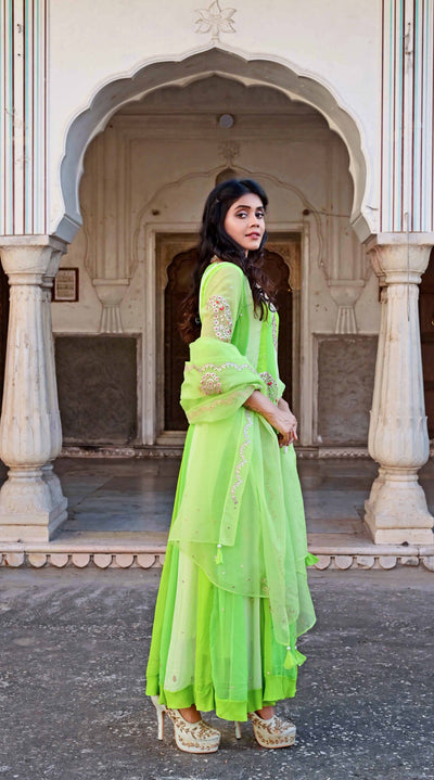 Designer green Anarkali suit for Mehendi ceremony