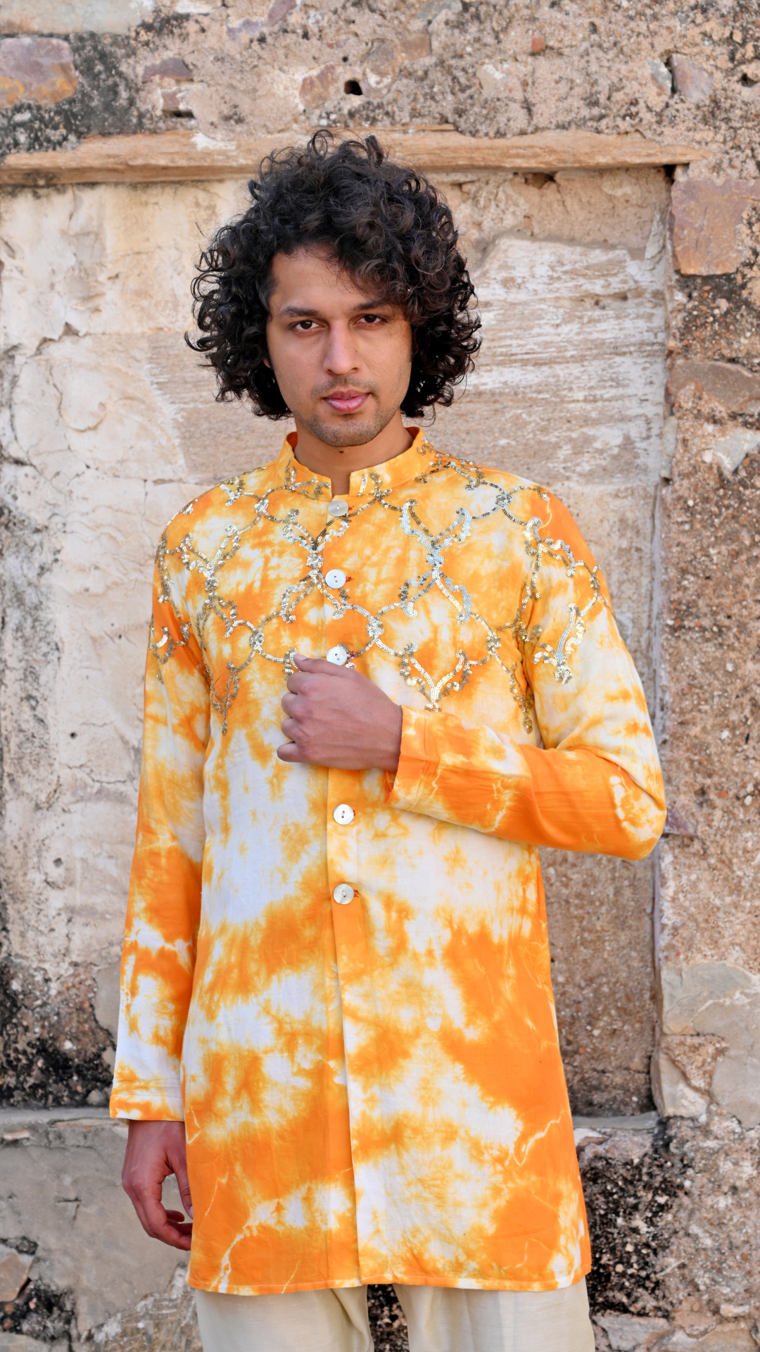 dip dye kurta for men